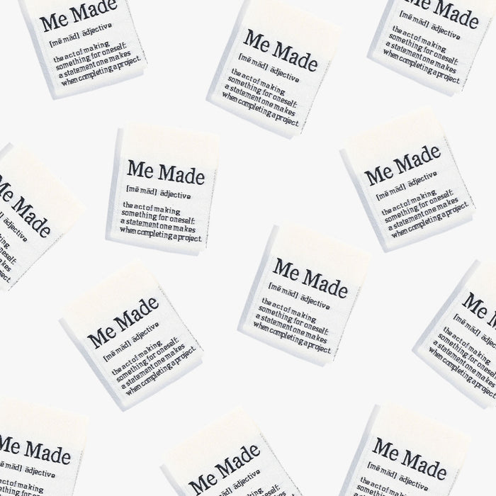 Me Made Definition woven KATM sewing labels for handmade clothes and DIY sewing projects