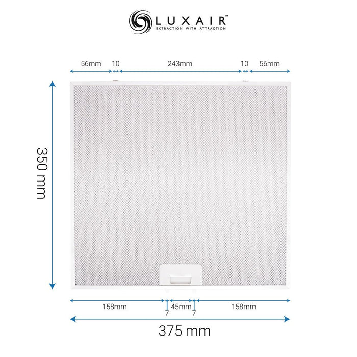 Metal Grease Filter 375mm x 350mm - Luxair Cooker Hoods Limited