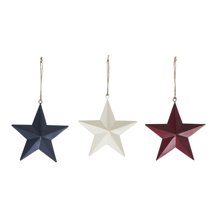 Metal RWB Barn Star Ornament - Set of 3 - Primitive Star Quilt Shop
