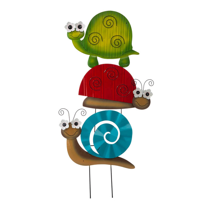 Metal Tortoise/Ladybug/Snail Yard Stakes or Wall Decor, Set of 3