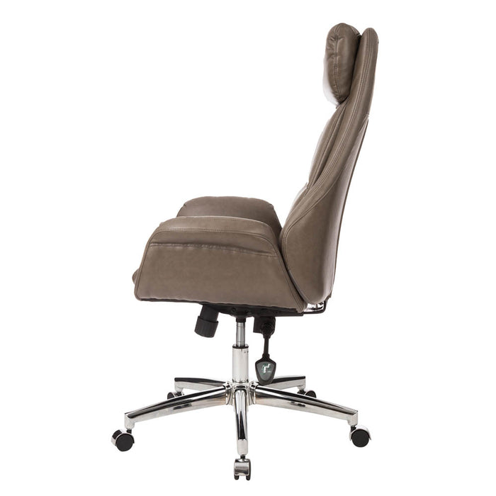 Mid-Century Modern Brownish Grey Leatherette Gaslift Adjustable Swivel Office Chair