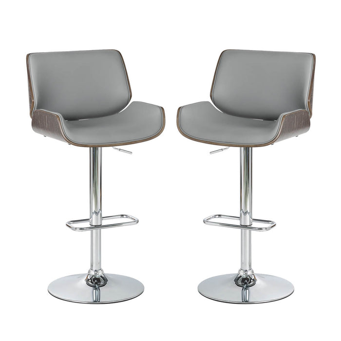 Mid-century Modern Gray Adjustable Height Swivel Bar Stool, Set of 2
