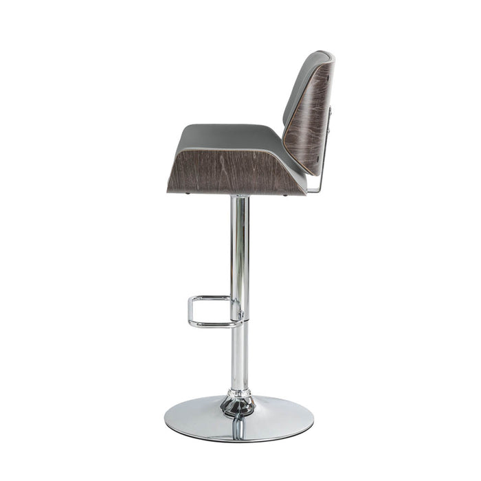 Mid-century Modern Gray Adjustable Height Swivel Bar Stool, Set of 2