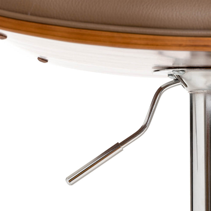 Mid-century Modern Leather Yellowish-brown Adjustable Height Swivel Bar Stool, Set of 2
