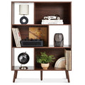Mid Century Walnut Wood Bookcase Storage Shelving Unit Display
