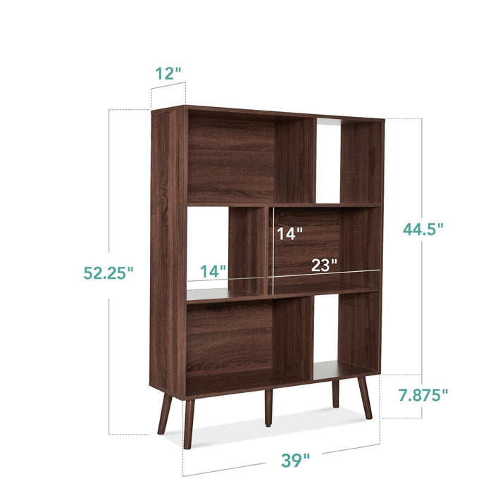 Mid Century Walnut Wood Bookcase Storage Shelving Unit Display