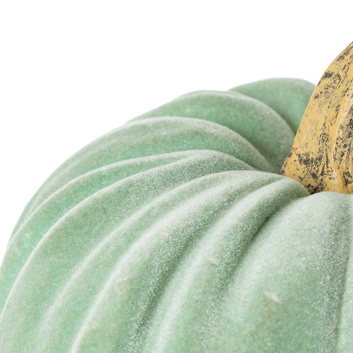 Mint Green Velvet/Resin Pumpkins Decor, Set of 3
