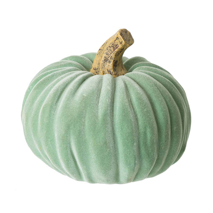 Mint Green Velvet/Resin Pumpkins Decor, Set of 3