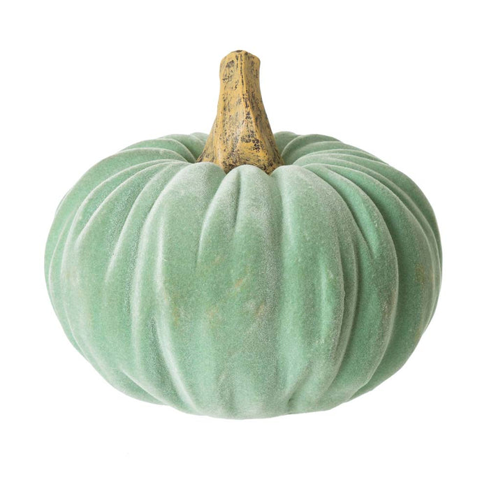 Mint Green Velvet/Resin Pumpkins Decor, Set of 3