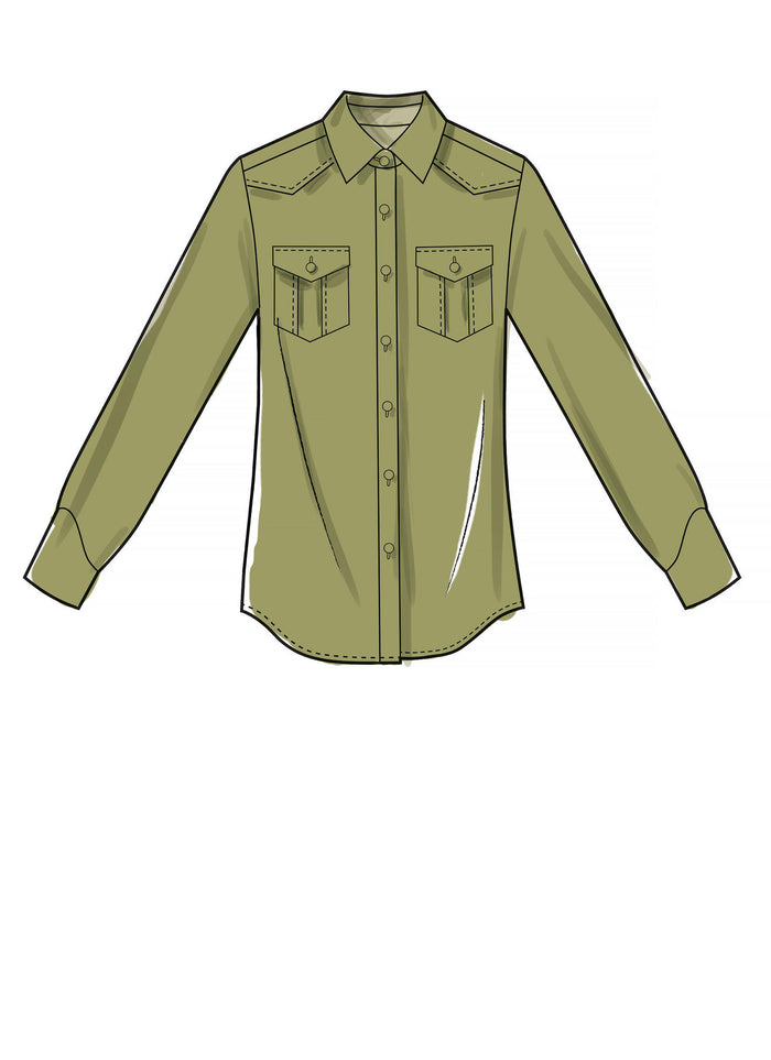 McCall's Sewing Pattern M7980 for versatile misses’ and men’s shirts with timeless designs.