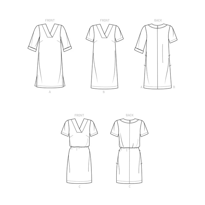Misses' V-neckline Shift Dresses Sewing Pattern