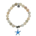 Moonstone Stone Bracelet with Star of the Sea Sterling Silver Charm