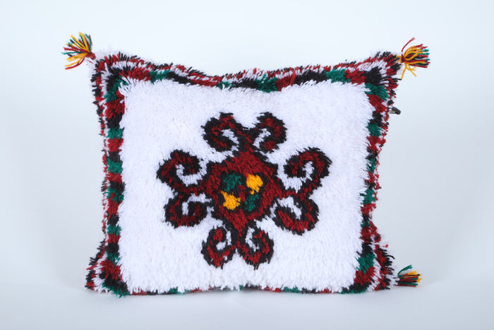 Moroccan pillow shag 12.5 INCHES X 15.3 INCHES - kilim pillow