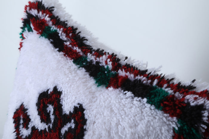 Moroccan pillow shag 12.5 INCHES X 15.3 INCHES - kilim pillow