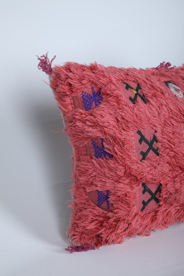 Moroccan Pillow shag rug 15.3 INCHES X 20.4 INCHES - kilim pillow