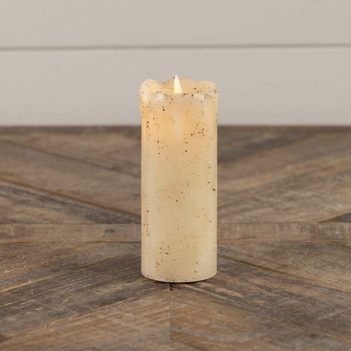 Moving Flame Battery Timer Skinny Pillar Candle – Ivory 2x5” - Primitive Star Quilt Shop