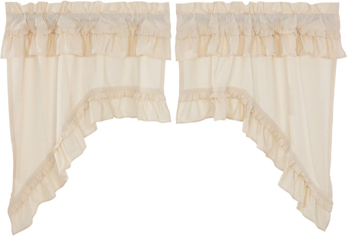 Muslin Ruffled Natural Swag Curtains - Primitive Star Quilt Shop