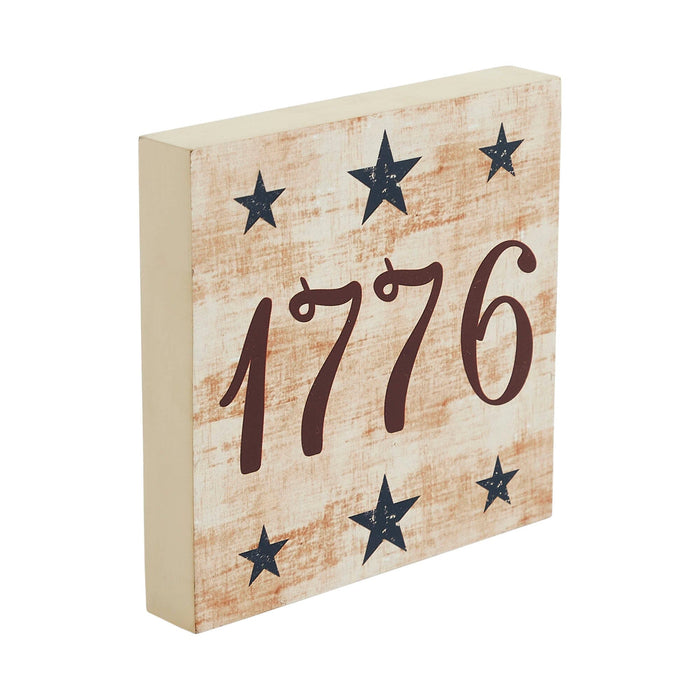 My Country 1776 Blue Stars Wood Sign - 6x6" - Primitive Star Quilt Shop