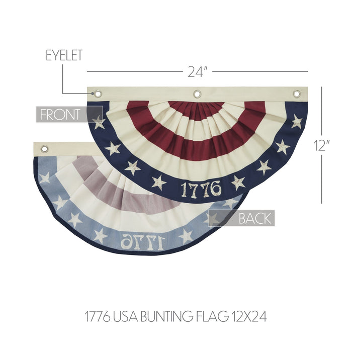 My Country 1776 Bunting Flag - 12x24" - Primitive Star Quilt Shop