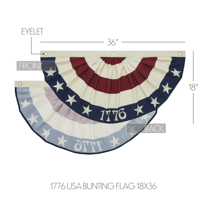 My Country 1776 Bunting Flag - 18x36" - Primitive Star Quilt Shop