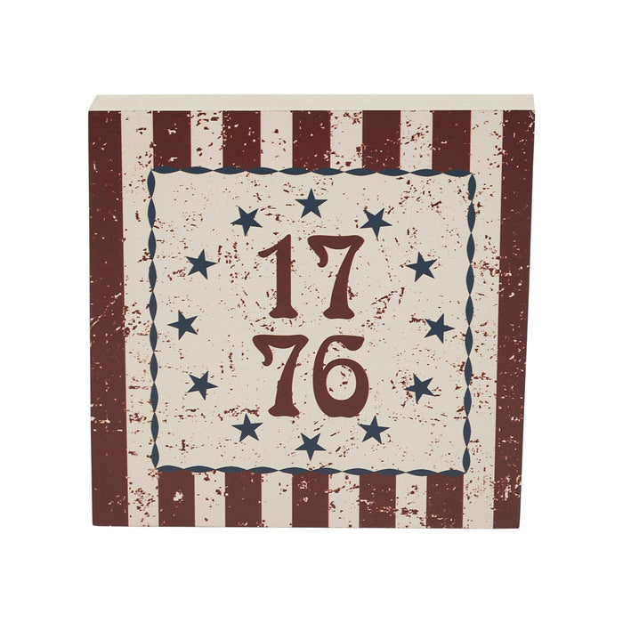 My Country 1776 Stars & Stripes Wood Sign - 6x6" - Primitive Star Quilt Shop