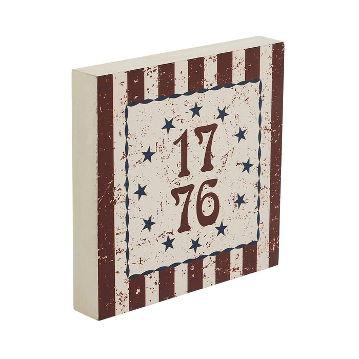 My Country 1776 Stars & Stripes Wood Sign - 6x6" - Primitive Star Quilt Shop