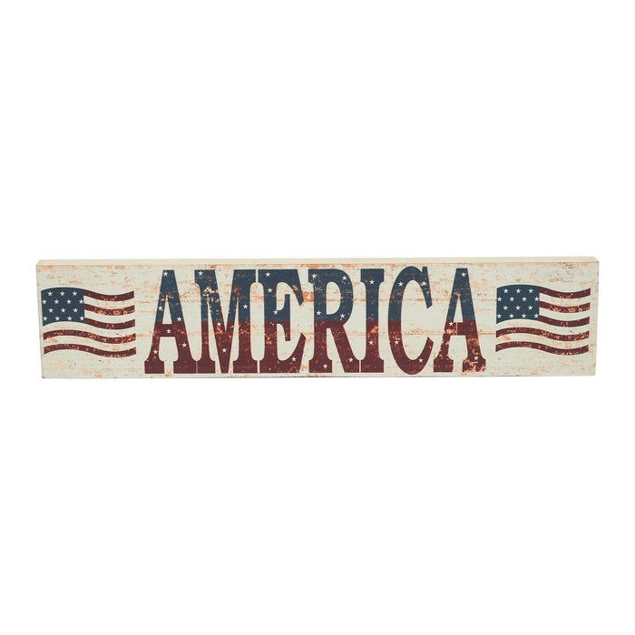 My Country "America" Distressed Wood Sign - 3x14" - Primitive Star Quilt Shop