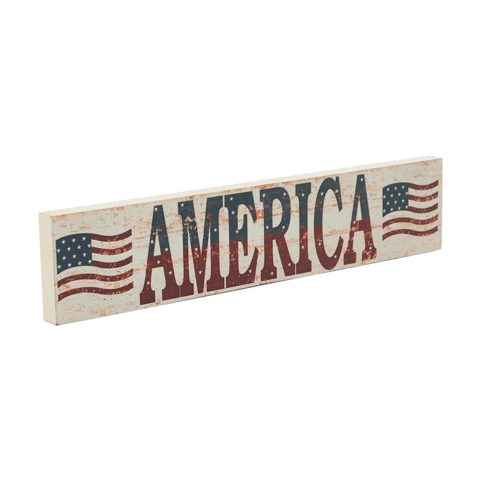 My Country "America" Distressed Wood Sign - 3x14" - Primitive Star Quilt Shop
