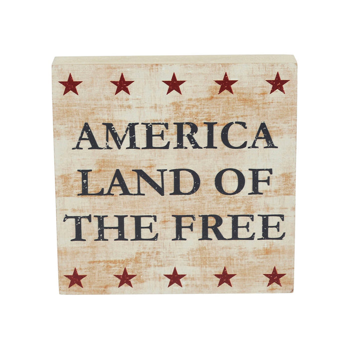 My Country "America Land of the Free" Wood Sign - 6x6" - Primitive Star Quilt Shop