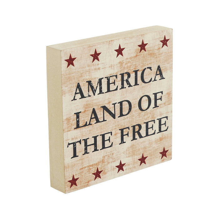 My Country "America Land of the Free" Wood Sign - 6x6" - Primitive Star Quilt Shop