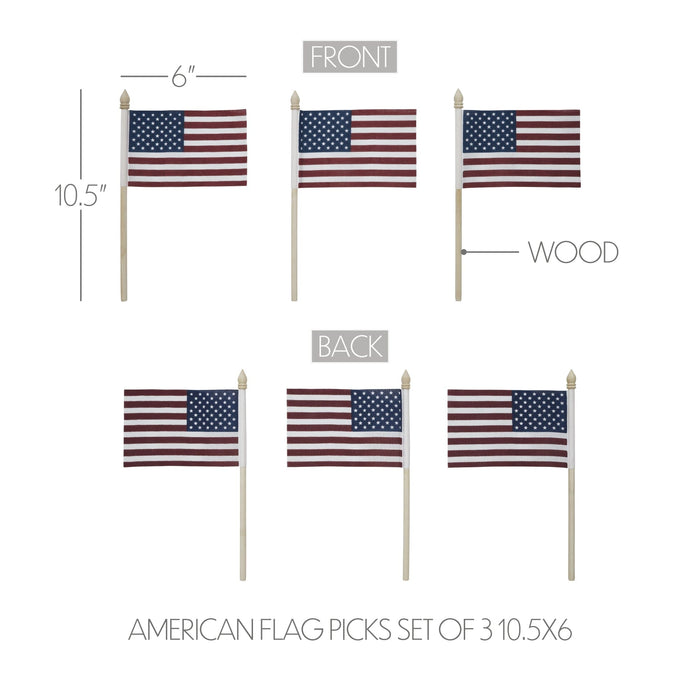 My Country American Flag Picks - Set of 3 - Primitive Star Quilt Shop
