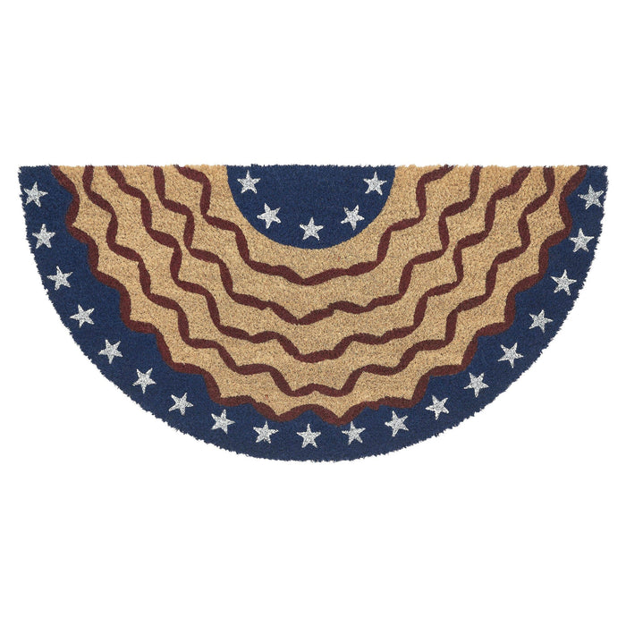 My Country Bunting Flag Coir Half Circle Rug 16.5x33" - Primitive Star Quilt Shop