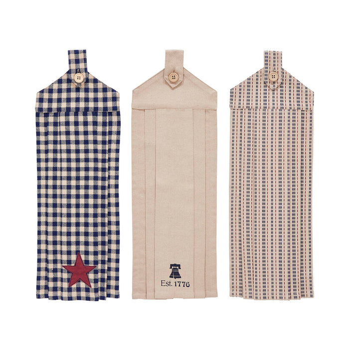 My Country Button Loop Tea Towels - Set of 3 - Primitive Star Quilt Shop