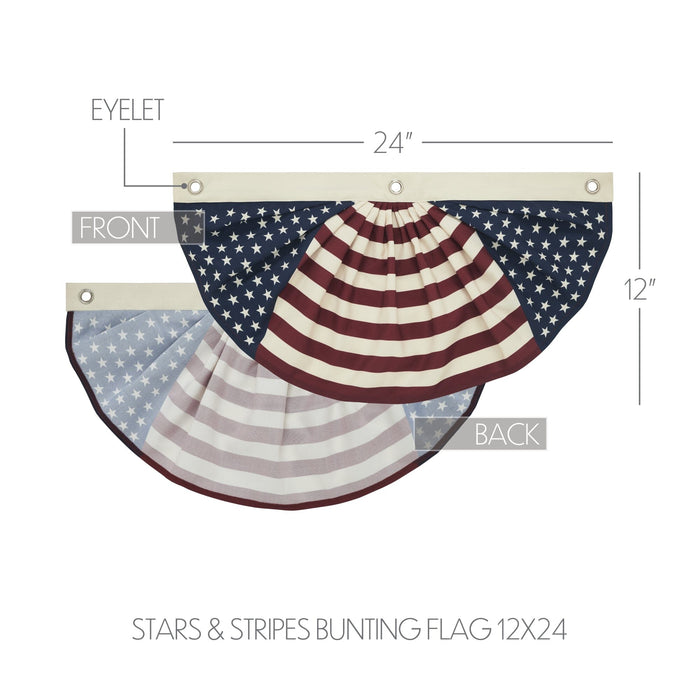 My Country Stars & Stripes Bunting Flag - 12x24" - Primitive Star Quilt Shop