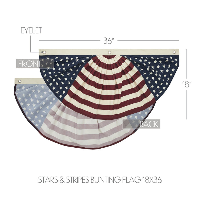 My Country Stars & Stripes Bunting Flag - 18x36" - Primitive Star Quilt Shop