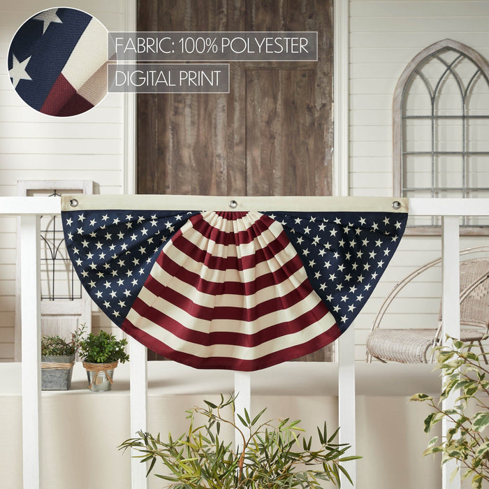 My Country Stars & Stripes Bunting Flag - 18x36" - Primitive Star Quilt Shop