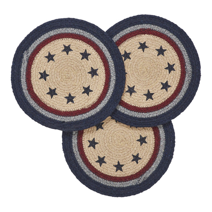 My Country Stencil Stars Braided Trivet 8" - Set of 3 - Primitive Star Quilt Shop