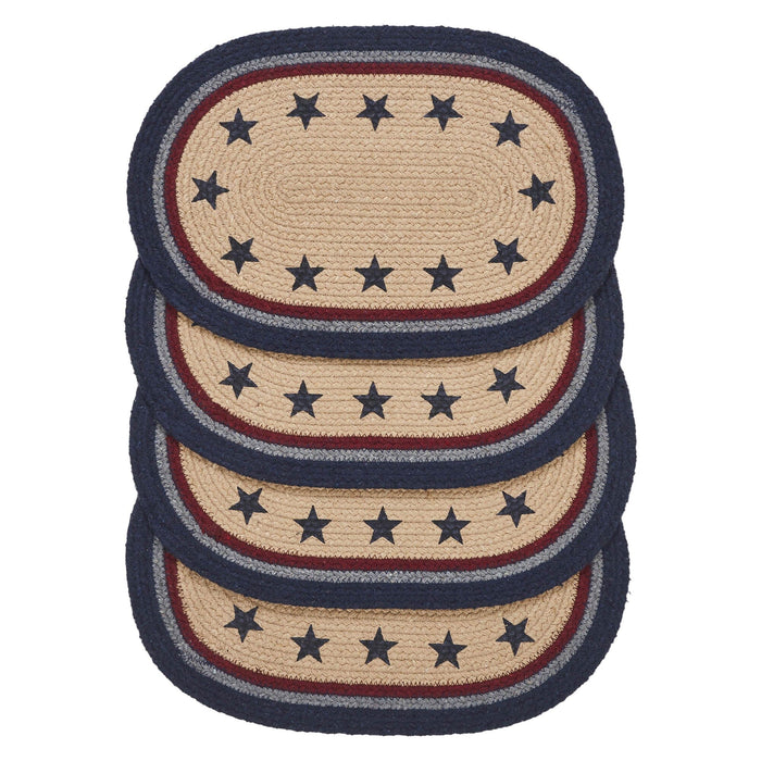 My Country Stencil Stars Oval Braided Placemat 10x15" - Set of 4 - Primitive Star Quilt Shop