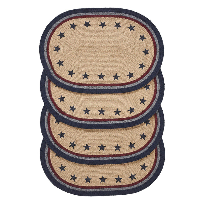 My Country Stencil Stars Oval Braided Placemat 13x19" - Set of 4 - Primitive Star Quilt Shop