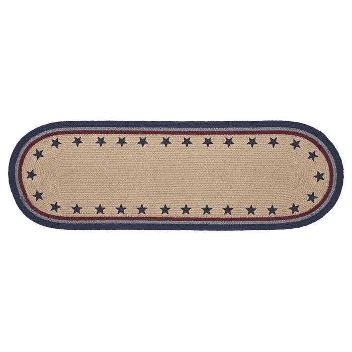 My Country Stencil Stars Oval Braided Runner 12x36" - Primitive Star Quilt Shop