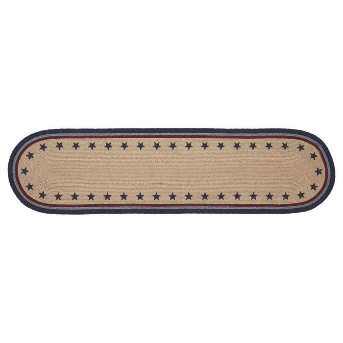 My Country Stencil Stars Oval Braided Runner 12x48" - Primitive Star Quilt Shop