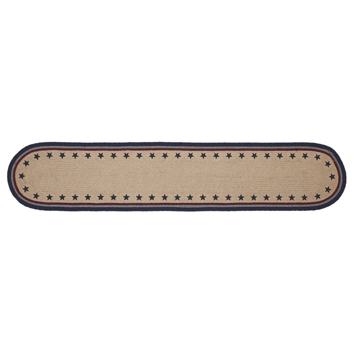 My Country Stencil Stars Oval Braided Runner 12x60" - Primitive Star Quilt Shop