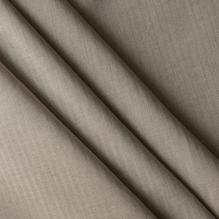 Close-up of Natural Crest Stripe — natural beige 100% linen fabric with vertical herringbone stripes, 220 GSM