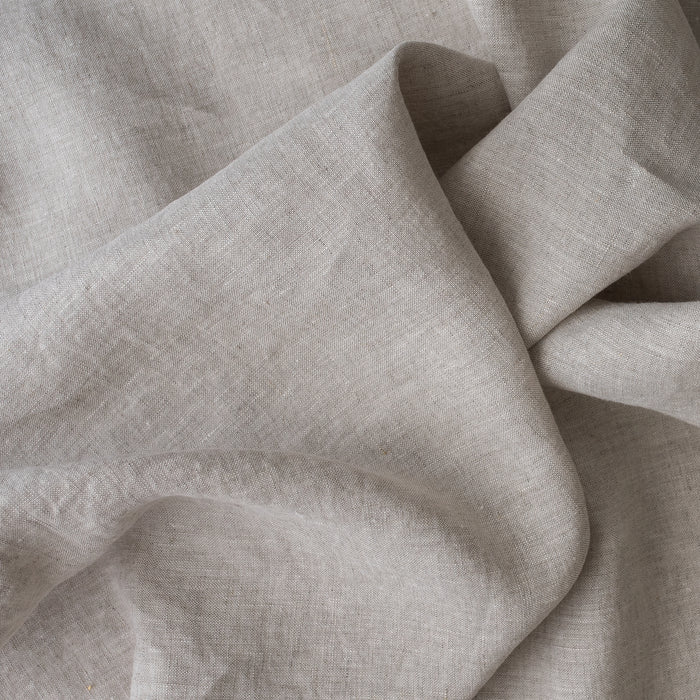 Close-up of Natural extra wide 280cm 100% linen fabric 165gsm for dresses, shirts, skirts, relaxed pants, curtains and home textiles
