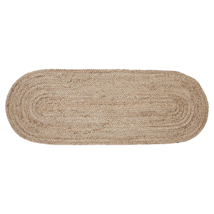Natural Oval Braided Rug 17x48" - with Pad - Primitive Star Quilt Shop