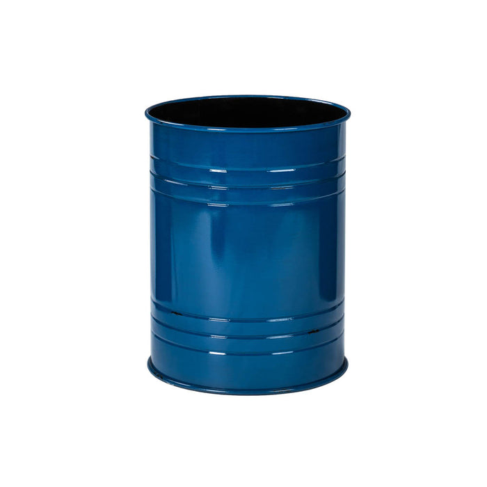 Navy Blue Modern Metal Storage Accent Table or Stool with Solid Wood Lid, Set of 2