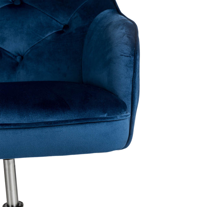 Navy Blue Velvet Gaslift Adjustable Swivel Office Chair/Desk Chair