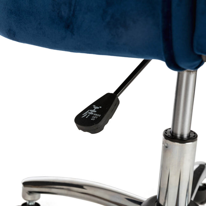 Navy Blue Velvet Gaslift Adjustable Swivel Office Chair/Desk Chair
