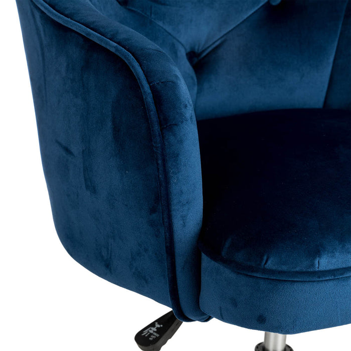 Navy Blue Velvet Gaslift Adjustable Swivel Office Chair/Desk Chair