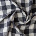Navy Check extra wide 100% linen fabric with navy, chambray navy and white 2.5cm checks for curtains, bedding and garments